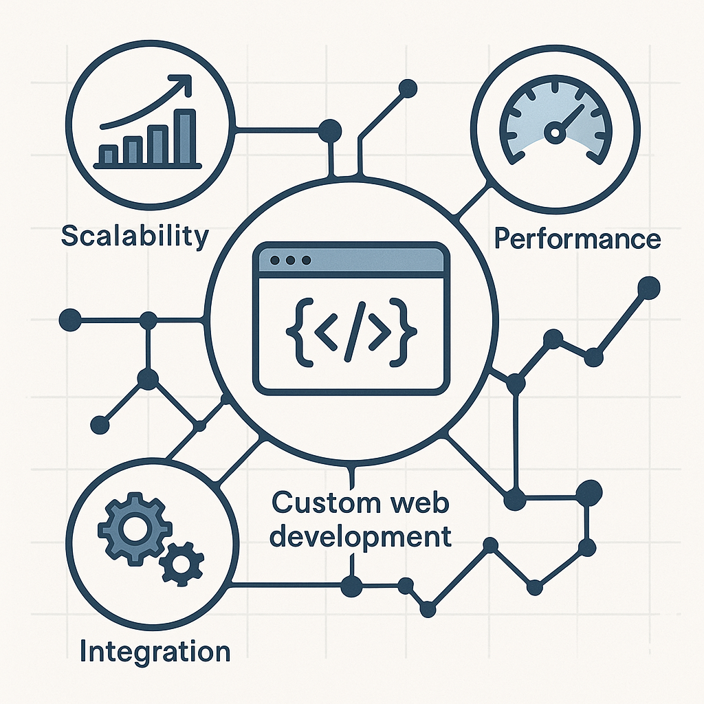 Benefits of custom web development infographic