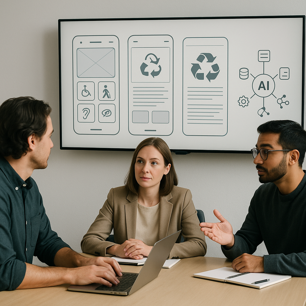 Developer and client collaborating on accessible and sustainable application design